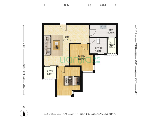 星汇中心 2室1厅1卫 73平方