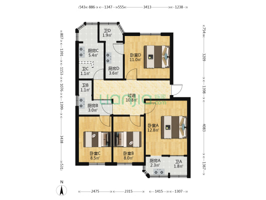 夏美路住宅 4室0厅4卫 84平方