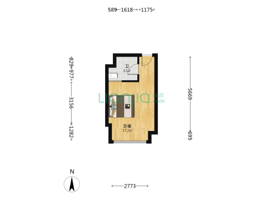 云尚公寓 1室0厅1卫 72平方