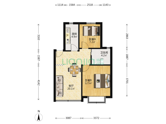 博安苑 2室1厅1卫 63平方