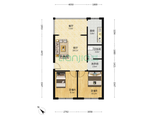 柏联综合楼 2室2厅2卫 77平方