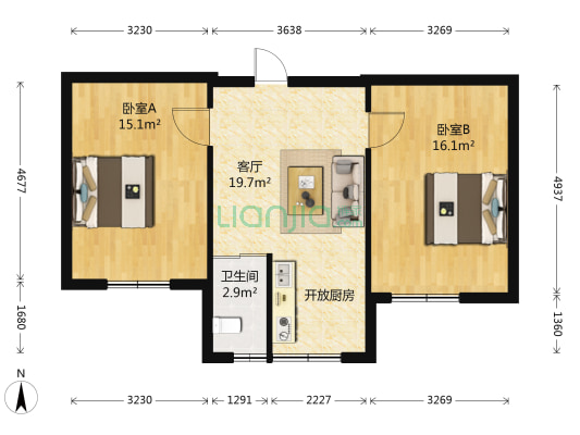 柳影路小区 2室1厅1卫 71平方