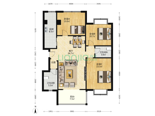 盛元小区（静宁路） 3室1厅2卫 141平方