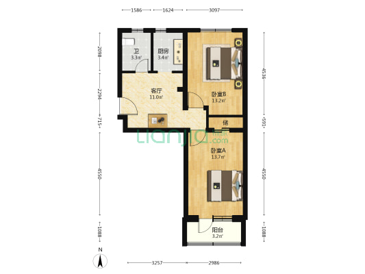 永顺南街306号 2室1厅1卫 64平方