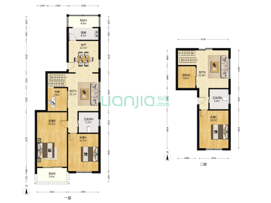 樟树苑 4室3厅2卫 196平方