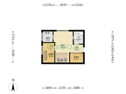 海岸尚城 2室1厅1卫 43平方