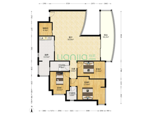 富胜名邸 3室1厅2卫 139平方