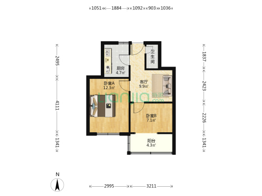 四里营小区 2室1厅1卫 51平方