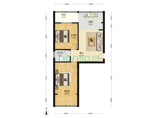 甘肃省测绘工程家属院 2室1厅1卫 72平方