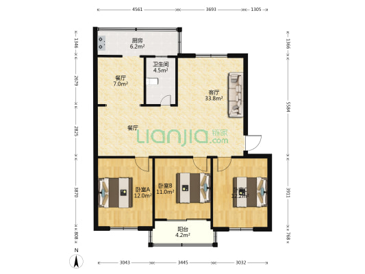 农行家属院(古槐路) 3室2厅1卫 130平方