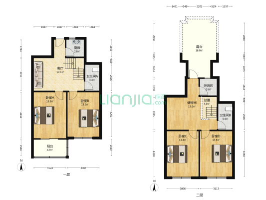 窦庄社区 4室1厅3卫 114平方