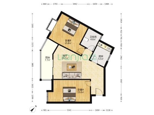 牡丹园(金桂街) 2室1厅1卫 93平方