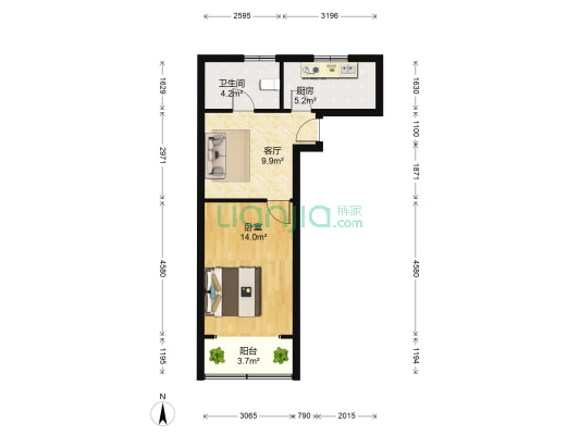 锦龙苑 1室1厅1卫 48平方