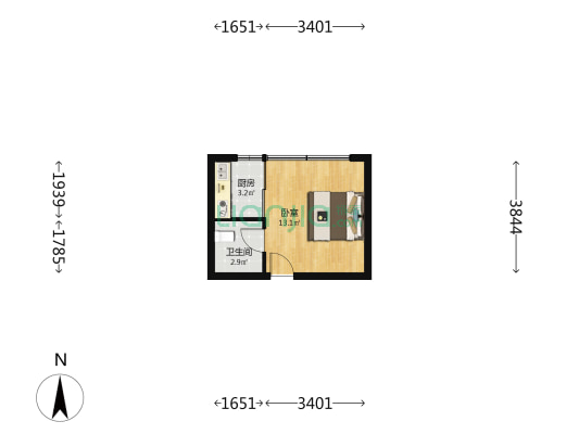 通鑫小区 1室0厅1卫 30平方