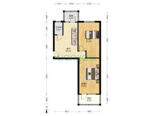 出售老农行小区  南北通透两居 交通方便-户型图