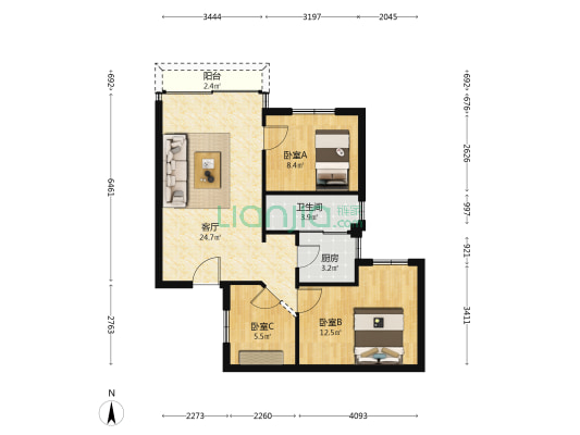 南边路29号大院 3室1厅1卫 73平方