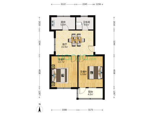 东园一村 2室1厅1卫 67平方