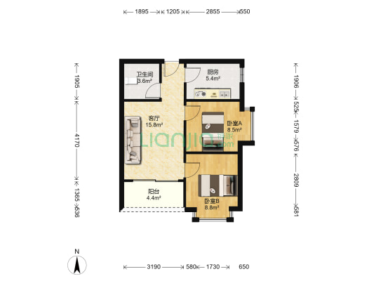 东江学府五期 2室1厅1卫 67平方