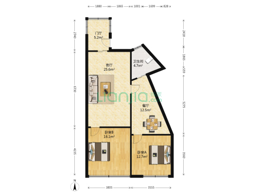 景范小区 2室2厅1卫 83平方