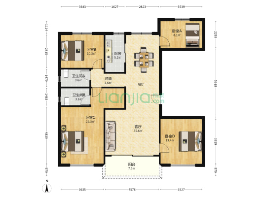 碧桂园中央公园南苑 4室1厅2卫 142平方