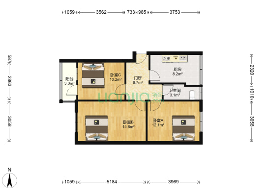 鹊山路 3室0厅1卫 74平方