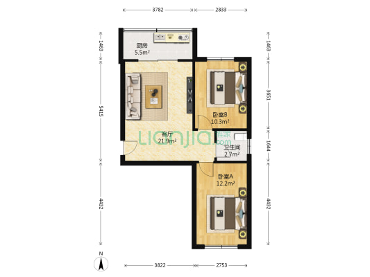 华录园 2室1厅1卫 65平方