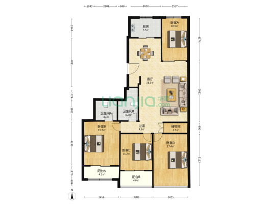 西垟锦园 4室1厅2卫 150平方