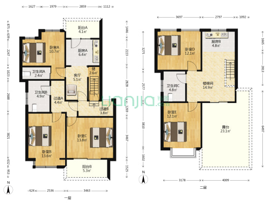 鸿盛家园 5室1厅3卫 145平方