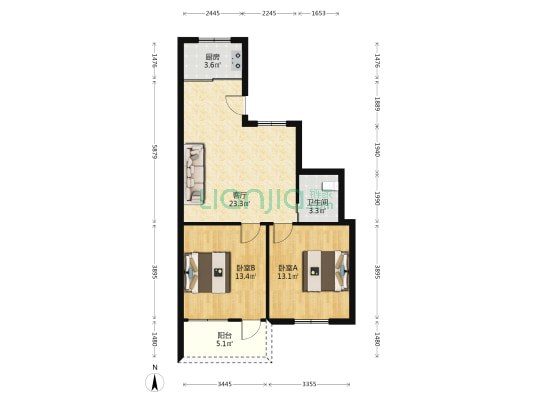 瓯龙小区 2室1厅1卫 74平方