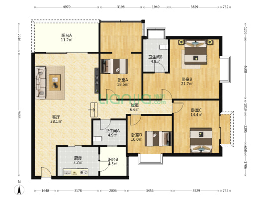 川外村 4室1厅2卫 160平方