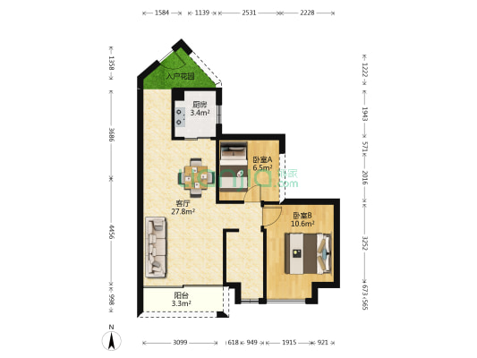 德丰天汇园 2室1厅0卫 60平方
