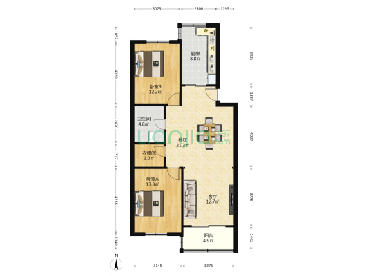 钦州路785弄 2室2厅1卫 96平方