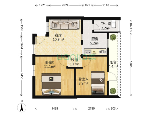 兴安路 2室1厅1卫 50平方