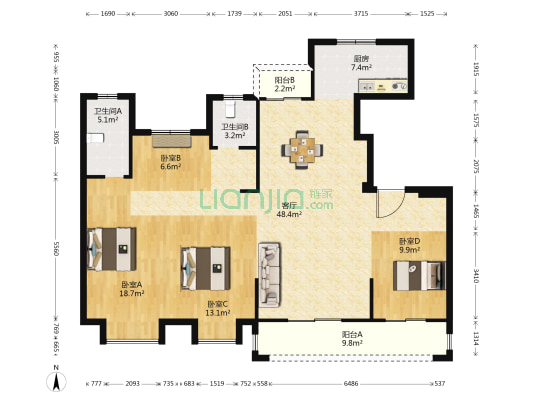 阅江府 4室1厅2卫 143平方