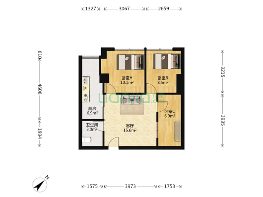 凯旋大厦 3室1厅1卫 78平方
