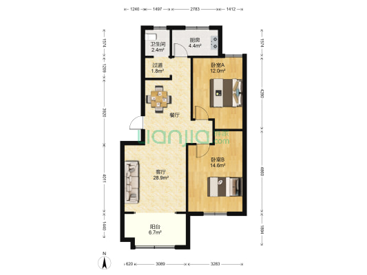 红庙新区 2室1厅1卫 93平方