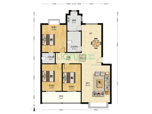 襄州区公路管理局家属院 3室1厅2卫 141平方