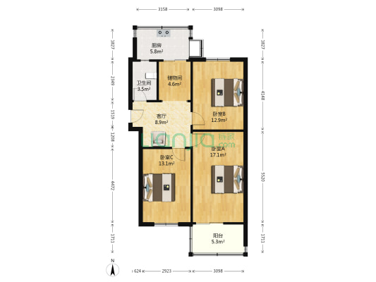 民旺里 3室1厅1卫 85平方