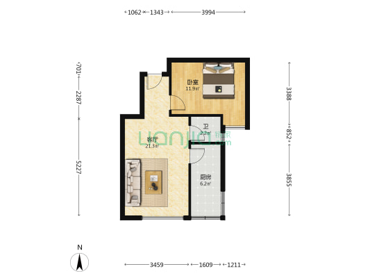 铭帝南苑 1室1厅1卫 52平方