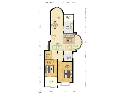 文苑骏景 2室1厅1卫 115平方