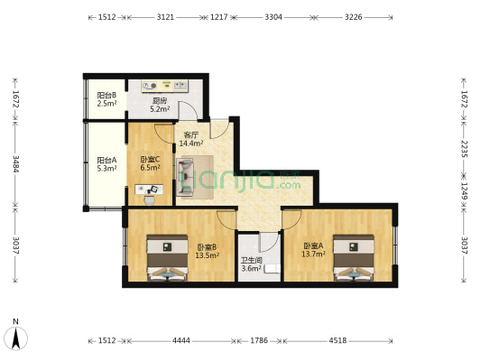 同康里 3室1厅1卫 82平方