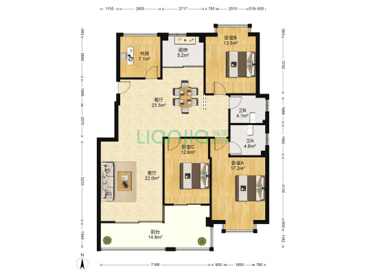 德利·凤岭世家 4室2厅2卫 136平方