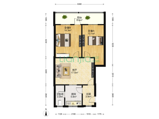 岔道口西路 2室1厅1卫 74平方