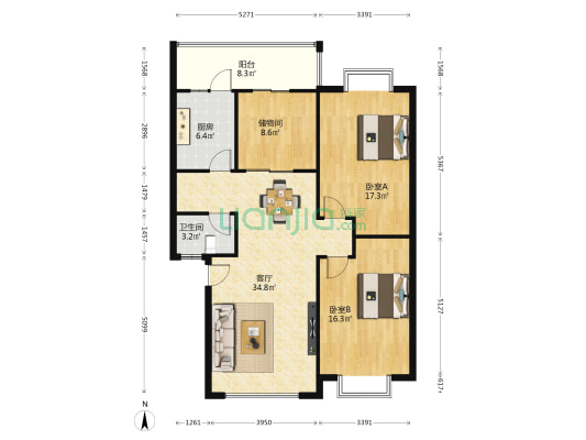 和美家园一期 2室1厅1卫 109平方