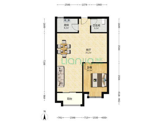 观海华庭三期 1室1厅1卫 80平方
