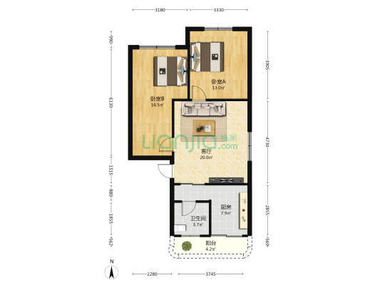 九州源小区 2室1厅1卫 75平方