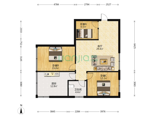 市西路160号 3室1厅1卫 102平方