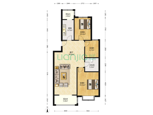 四季馨园 3室1厅1卫 113平方
