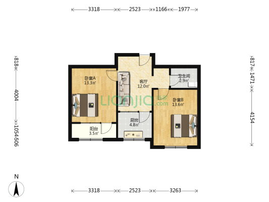 电厂小区 2室1厅1卫 63平方