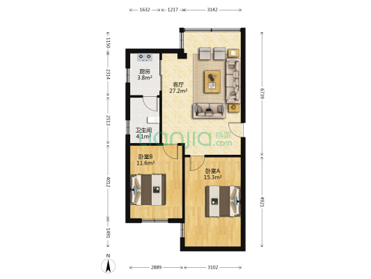 龙岗东小区 2室1厅1卫 73平方